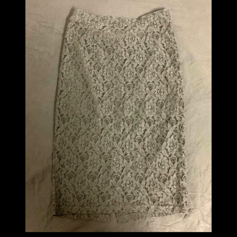 Black Floral Lace Midi Skirt